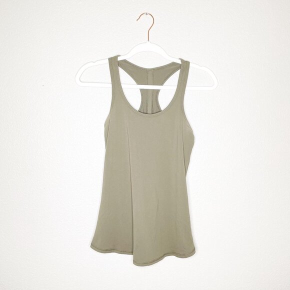 Glyder Peek-a-boo Tank in Dark Moss Green Size Medium Sz M Fitted Workout Top - Picture 6 of 7
